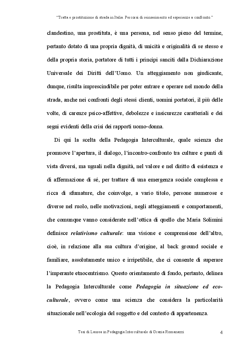 Anteprima della tesi: Tratta e prostituzione di strada in Italia. Percorsi di reinserimento ed esperienze a confronto., Pagina 5