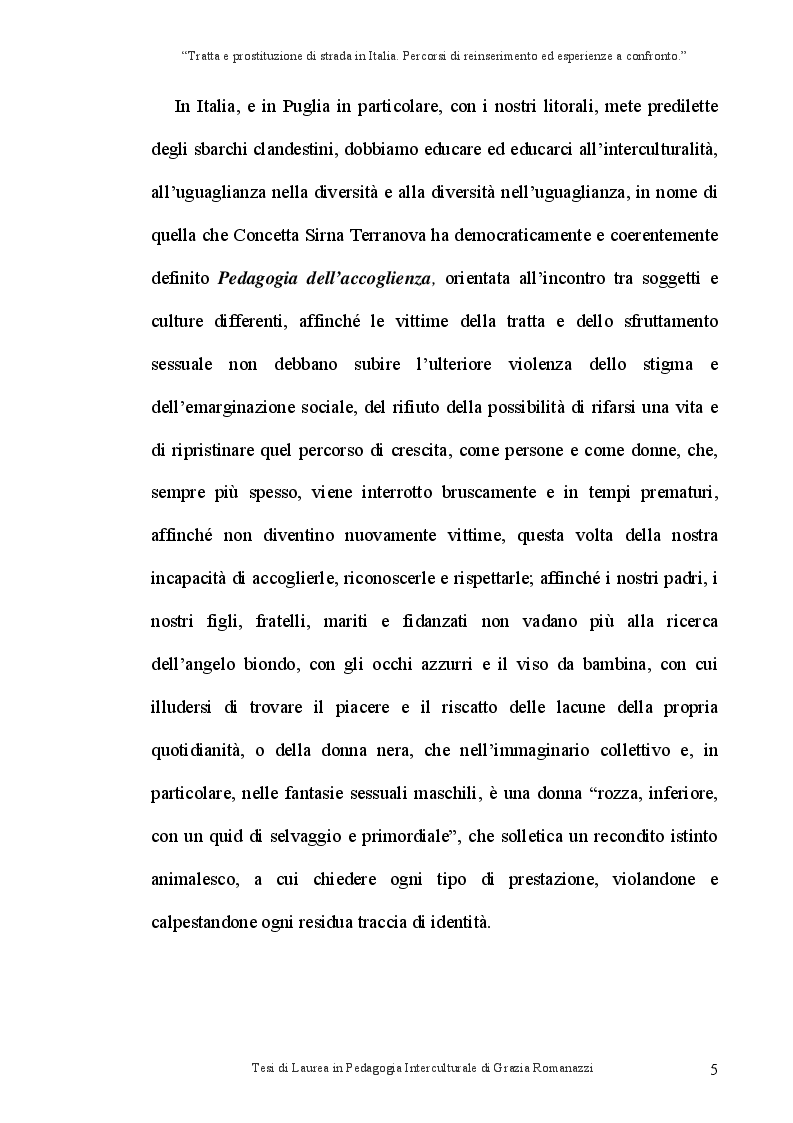 Anteprima della tesi: Tratta e prostituzione di strada in Italia. Percorsi di reinserimento ed esperienze a confronto., Pagina 6