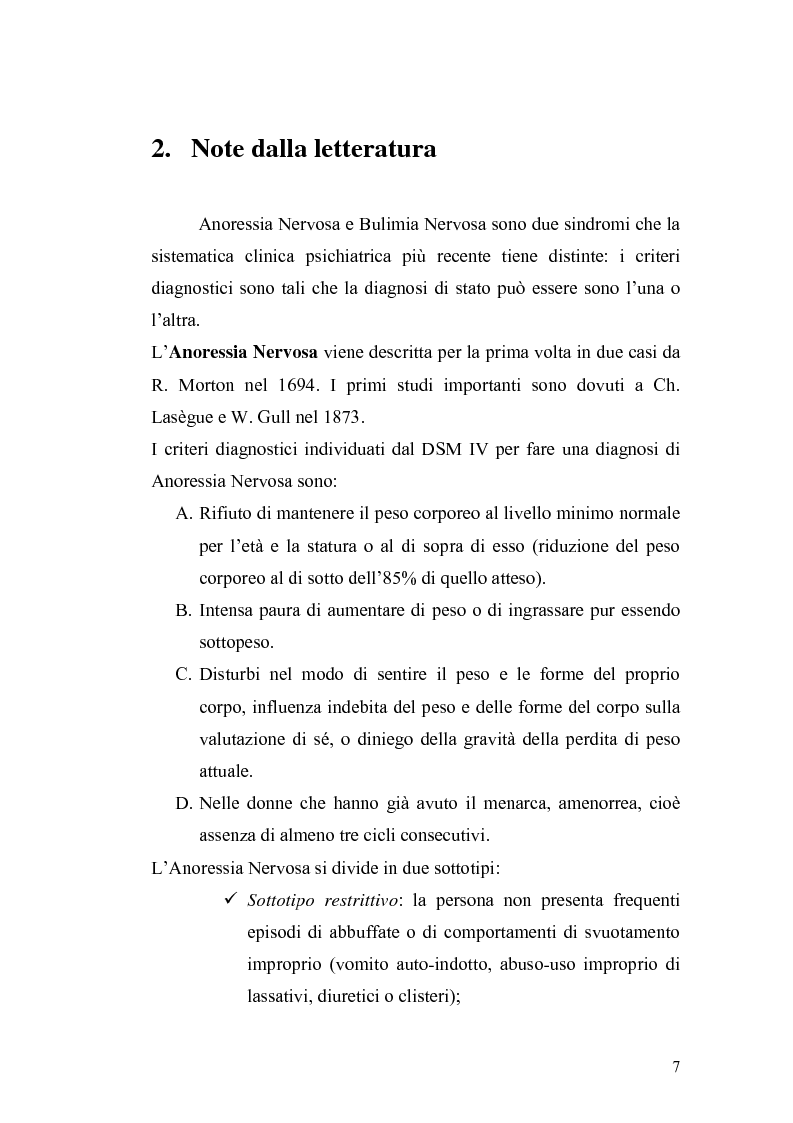 Anteprima della tesi: Anoressia Nervosa e Bulimia Nervosa, Pagina 3
