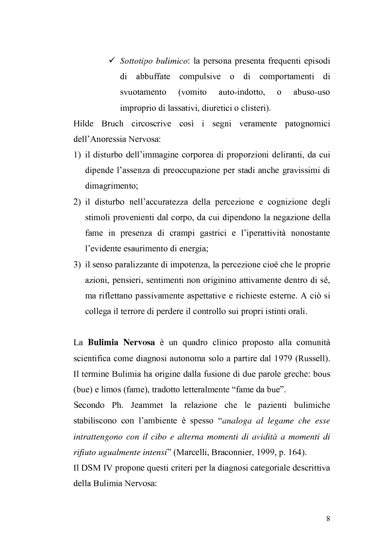 Anteprima della tesi: Anoressia Nervosa e Bulimia Nervosa, Pagina 4