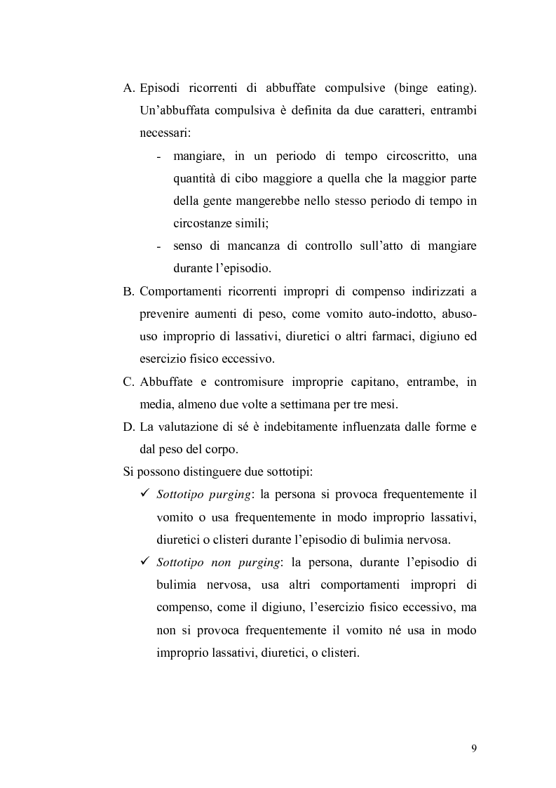 Anteprima della tesi: Anoressia Nervosa e Bulimia Nervosa, Pagina 5