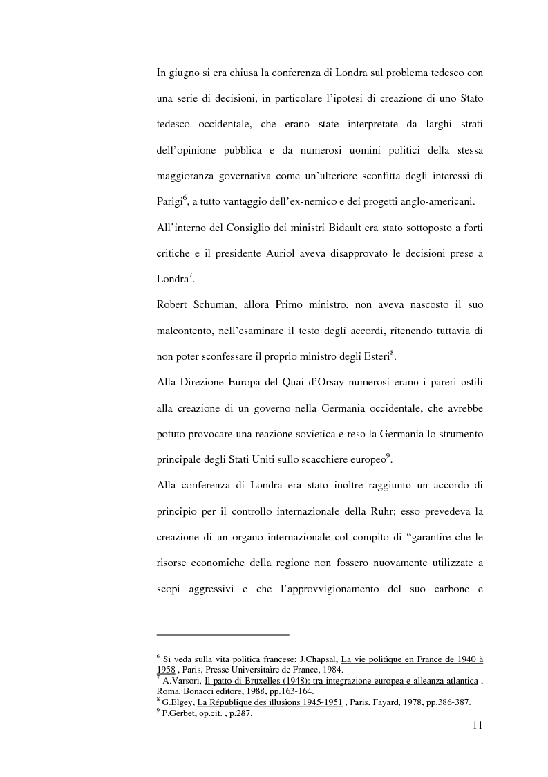 Anteprima della tesi: La diplomazia francese e la questione tedesca dalla nascita della Repubblica Federale agli accordi di Bonn e di Parigi 1949-1952, Pagina 10