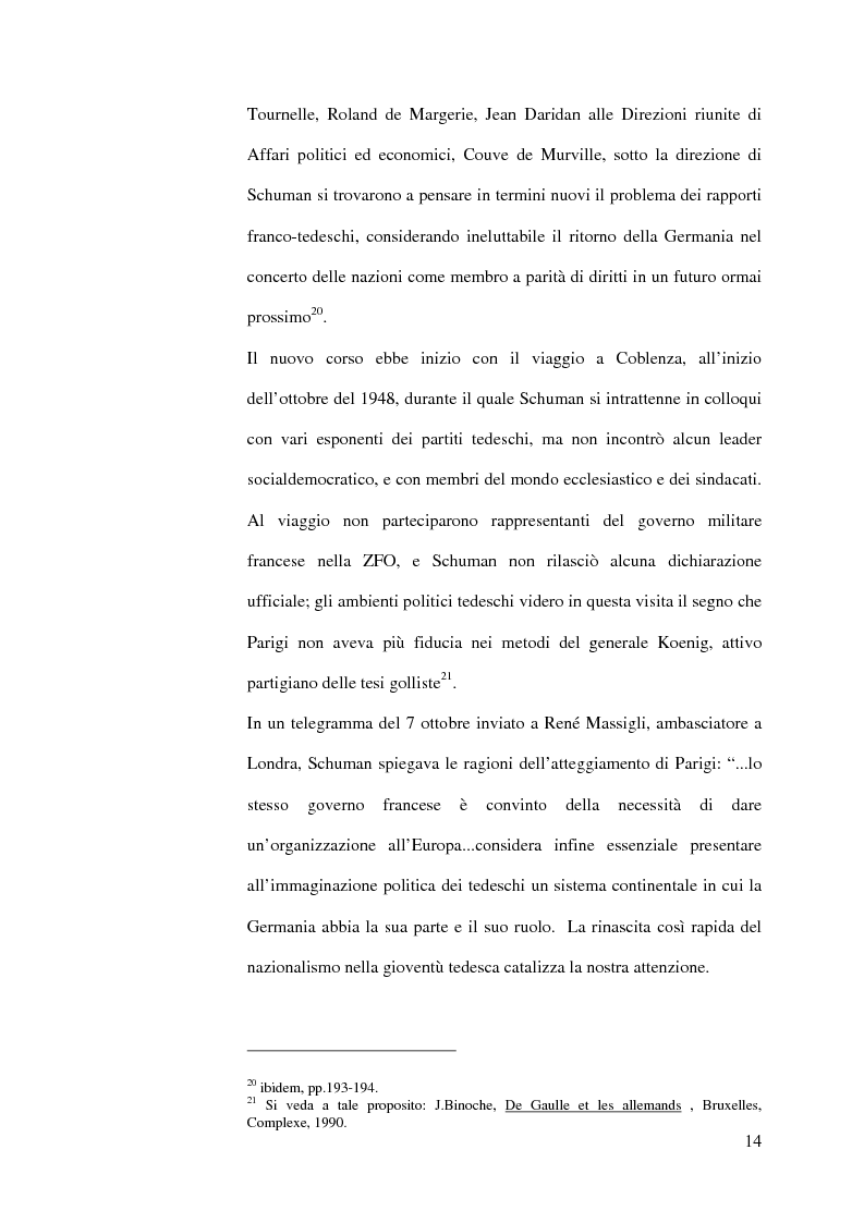 Anteprima della tesi: La diplomazia francese e la questione tedesca dalla nascita della Repubblica Federale agli accordi di Bonn e di Parigi 1949-1952, Pagina 13