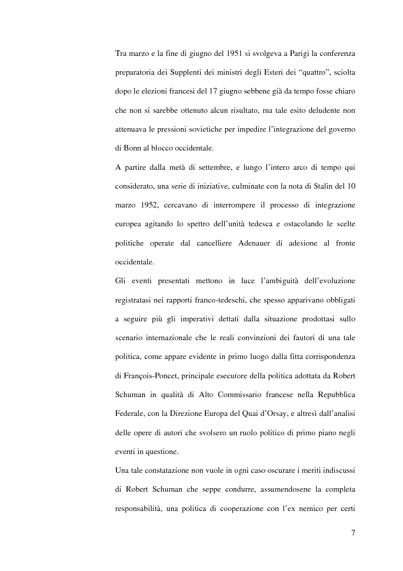 Anteprima della tesi: La diplomazia francese e la questione tedesca dalla nascita della Repubblica Federale agli accordi di Bonn e di Parigi 1949-1952, Pagina 6