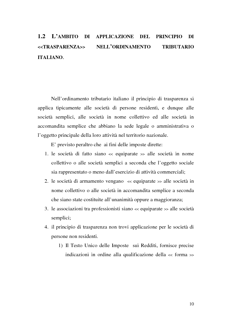 Anteprima della tesi: Il principio di trasparenza per le società di capitali ora introdotto alla luce del confronto con quello relativo alle società di persone, Pagina 10