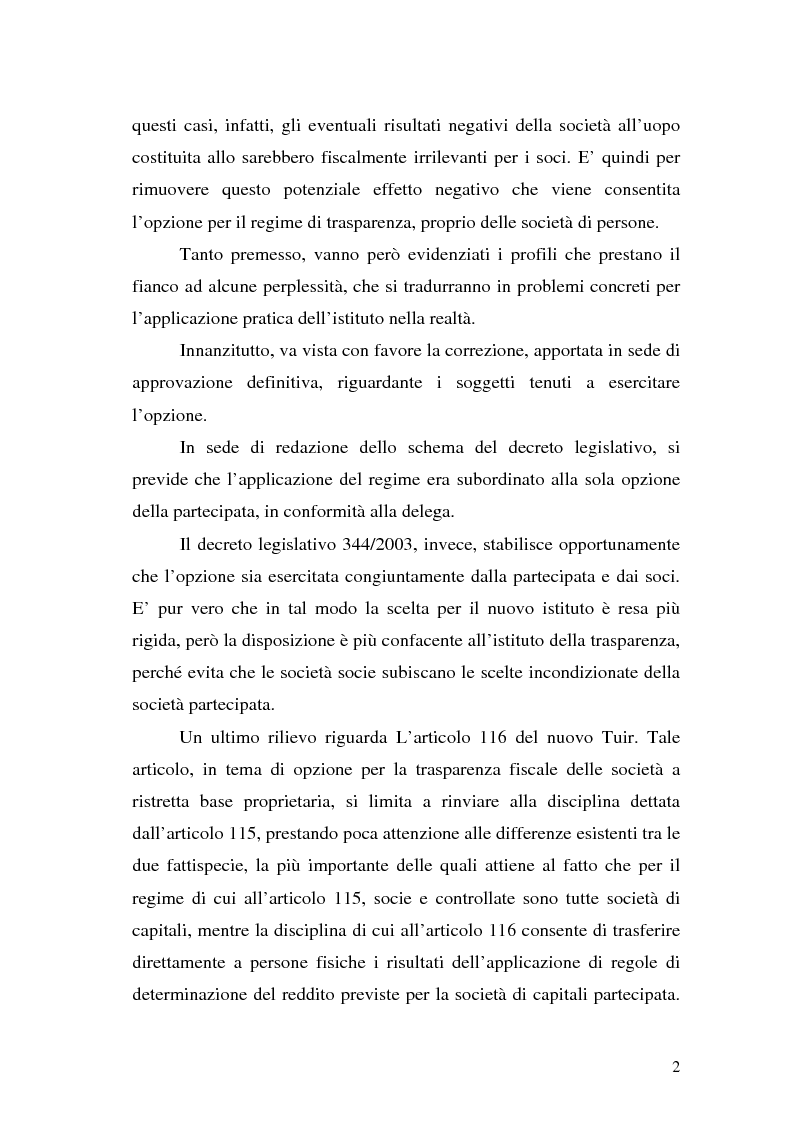 Anteprima della tesi: Il principio di trasparenza per le società di capitali ora introdotto alla luce del confronto con quello relativo alle società di persone, Pagina 2