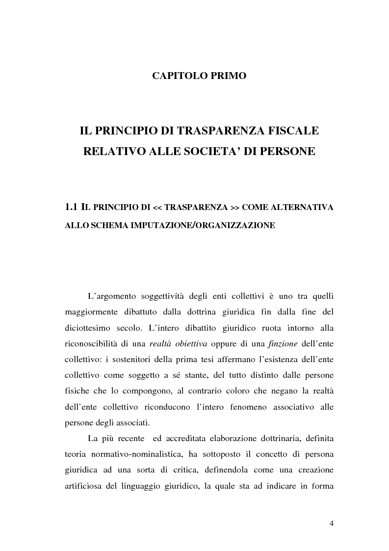 Anteprima della tesi: Il principio di trasparenza per le società di capitali ora introdotto alla luce del confronto con quello relativo alle società di persone, Pagina 4