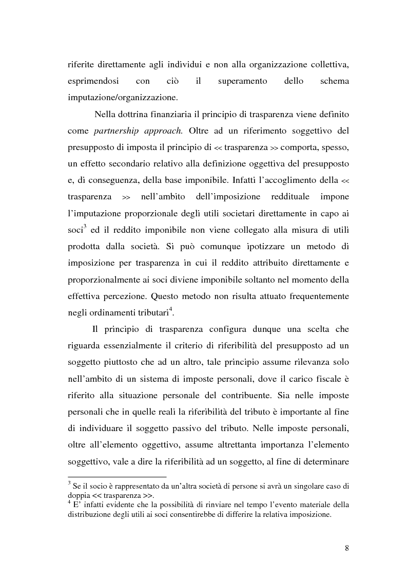 Anteprima della tesi: Il principio di trasparenza per le società di capitali ora introdotto alla luce del confronto con quello relativo alle società di persone, Pagina 8
