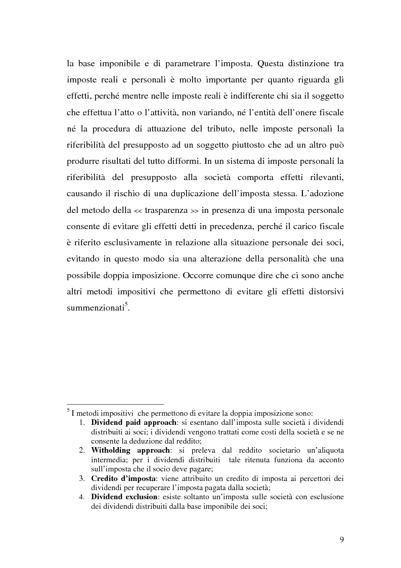Anteprima della tesi: Il principio di trasparenza per le società di capitali ora introdotto alla luce del confronto con quello relativo alle società di persone, Pagina 9