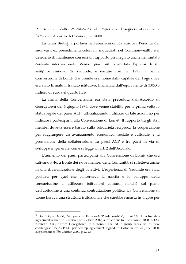 Anteprima della tesi: L'evoluzione della cooperazione giuridica UE-ACP da Lomé a Cotonou, Pagina 11