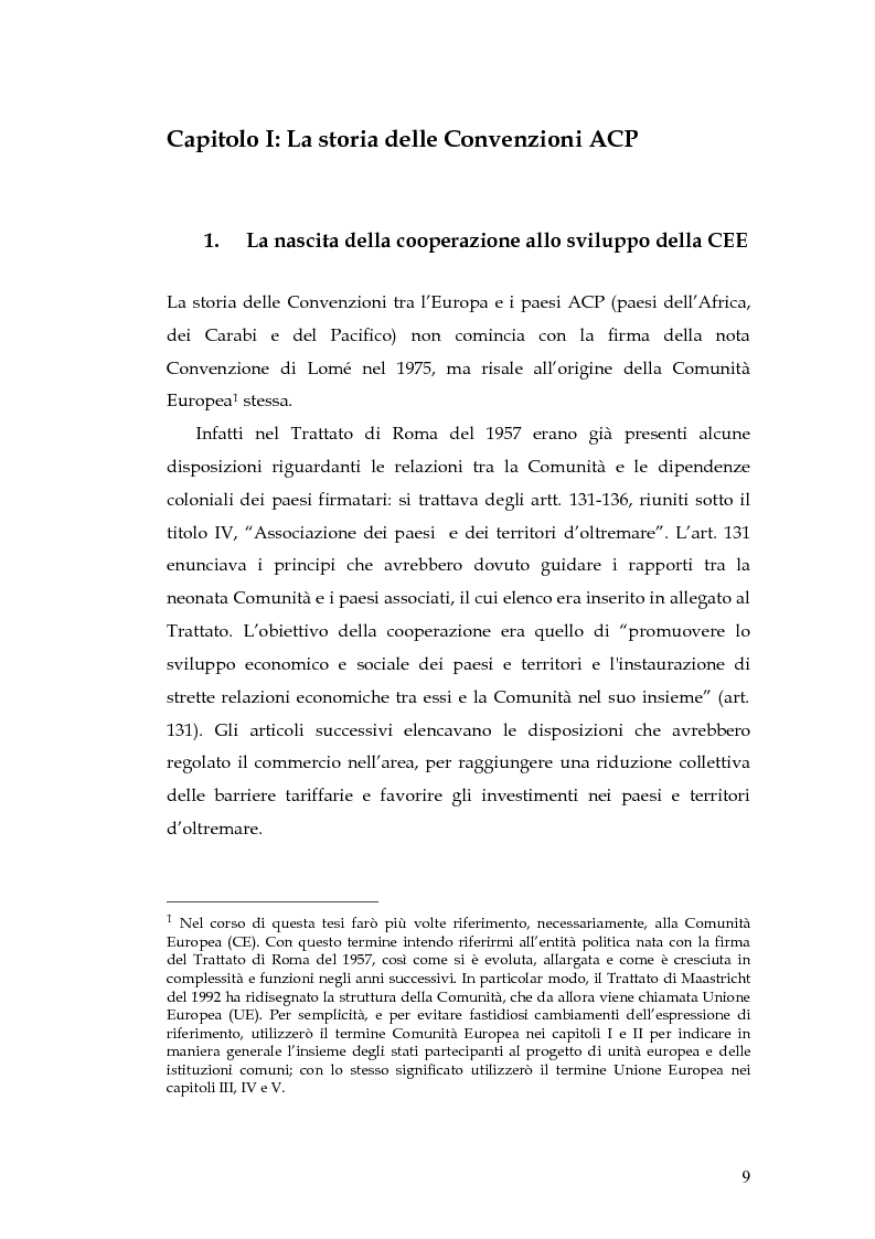 Anteprima della tesi: L'evoluzione della cooperazione giuridica UE-ACP da Lomé a Cotonou, Pagina 5