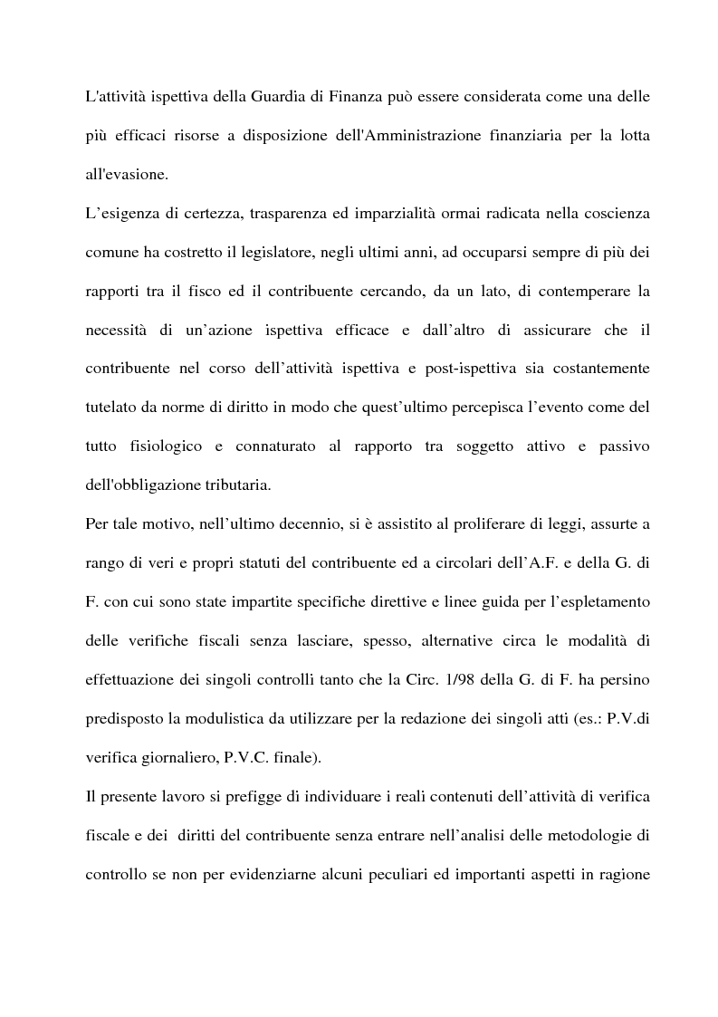 Anteprima della tesi: La tutela del contribuente e le verifiche fiscali della guardia di finanza, Pagina 2