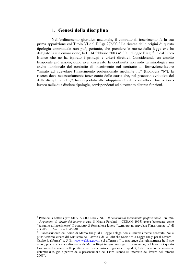 Anteprima della tesi: Il contratto di inserimento ed il CFL nel decreto legislativo 276/03, Pagina 3