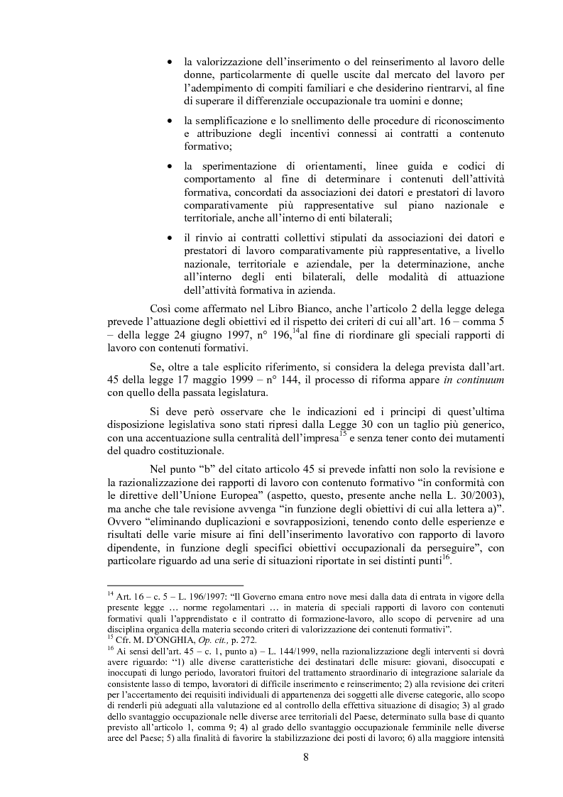 Anteprima della tesi: Il contratto di inserimento ed il CFL nel decreto legislativo 276/03, Pagina 5