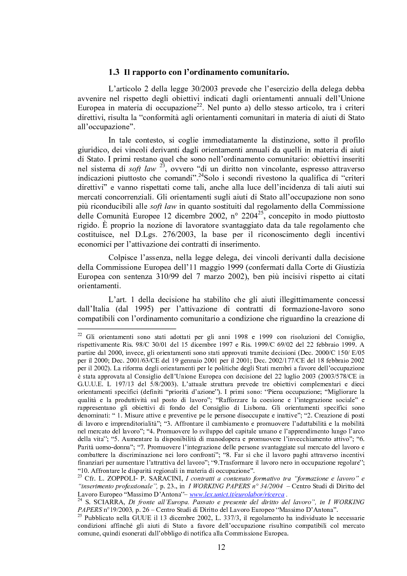 Anteprima della tesi: Il contratto di inserimento ed il CFL nel decreto legislativo 276/03, Pagina 9