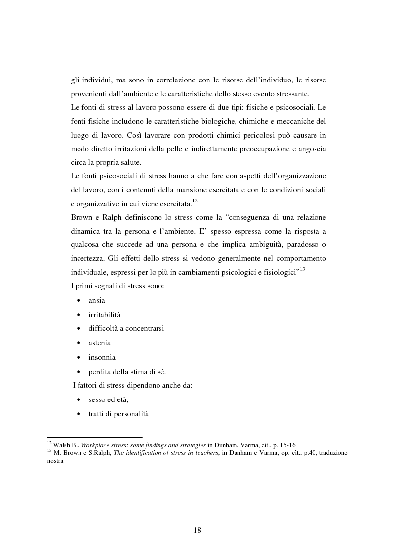 Anteprima della tesi: Mal di scuola: la sindrome del burn out negli insegnanti di scuola media, Pagina 13