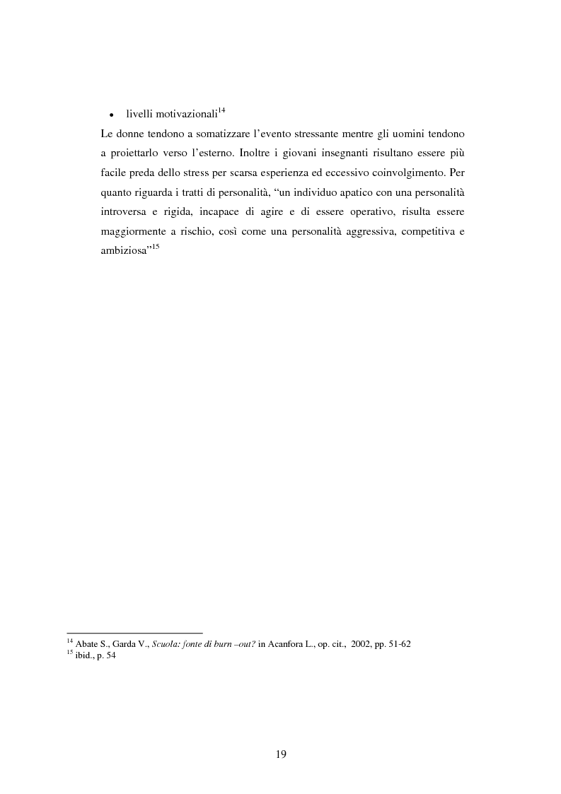 Anteprima della tesi: Mal di scuola: la sindrome del burn out negli insegnanti di scuola media, Pagina 14