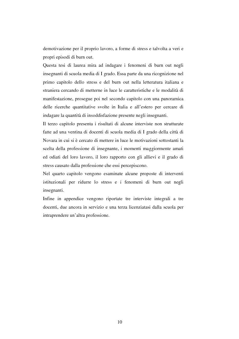 Anteprima della tesi: Mal di scuola: la sindrome del burn out negli insegnanti di scuola media, Pagina 5