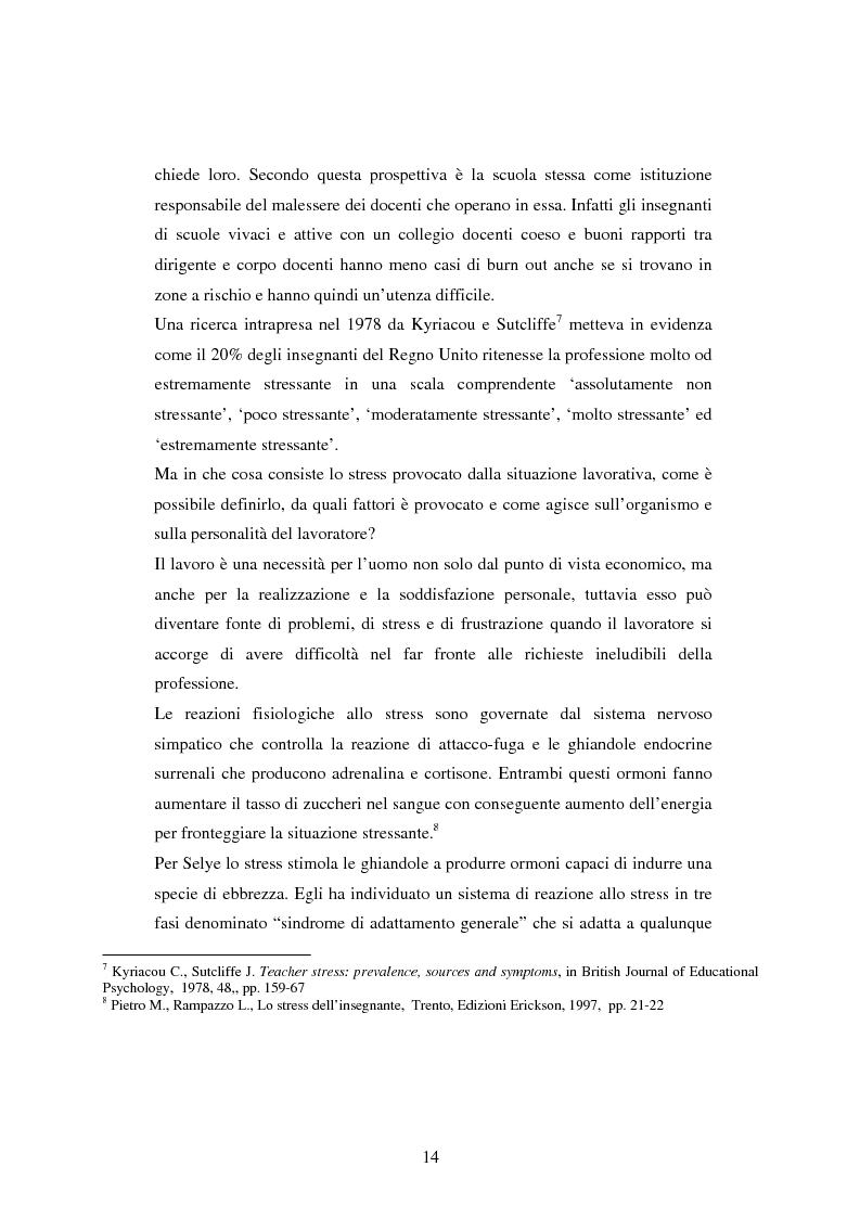 Anteprima della tesi: Mal di scuola: la sindrome del burn out negli insegnanti di scuola media, Pagina 9