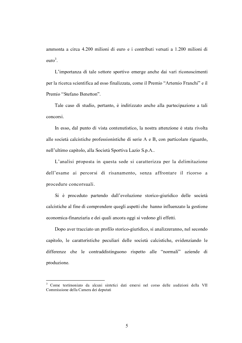 Anteprima della tesi: La crisi delle aziende calcistiche. Il caso S.S.Lazio, Pagina 2