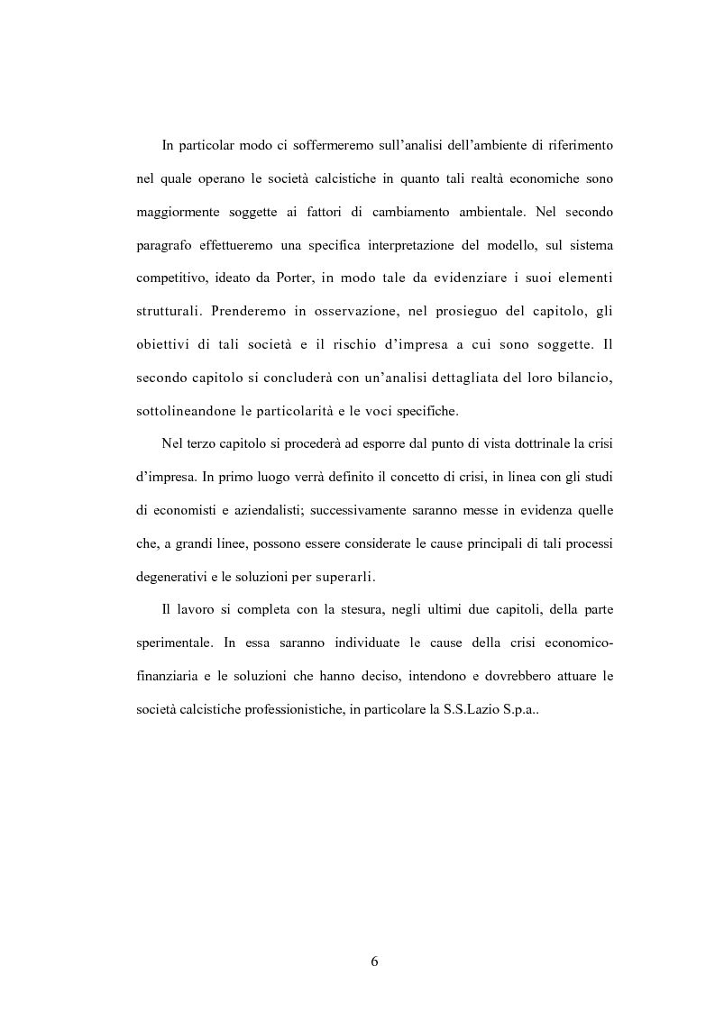 Anteprima della tesi: La crisi delle aziende calcistiche. Il caso S.S.Lazio, Pagina 3