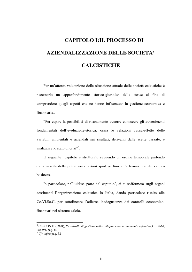 Anteprima della tesi: La crisi delle aziende calcistiche. Il caso S.S.Lazio, Pagina 5