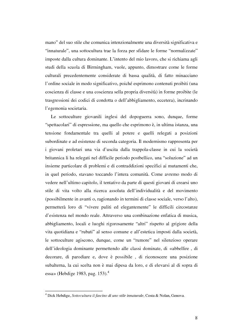 Anteprima della tesi: Stile di vita, musica e sottoculture giovanili: il caso dei mod., Pagina 4