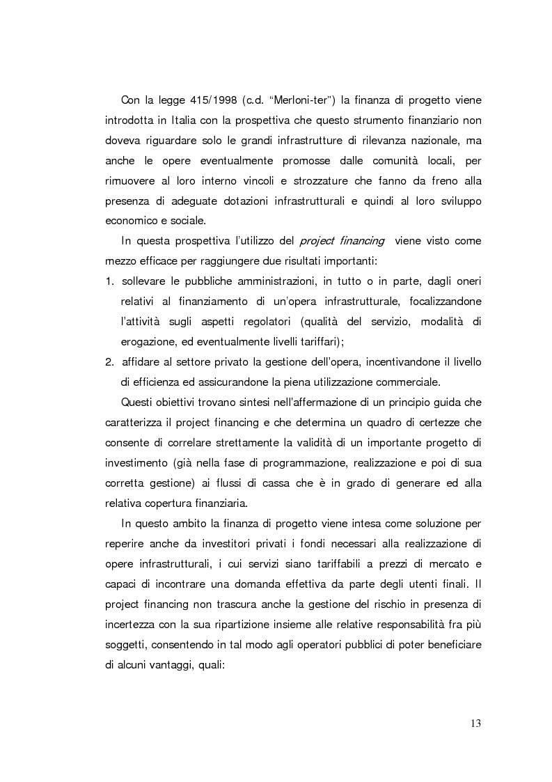 Anteprima della tesi: Il project financing: strumento innovativo per il sistema bancario, Pagina 13