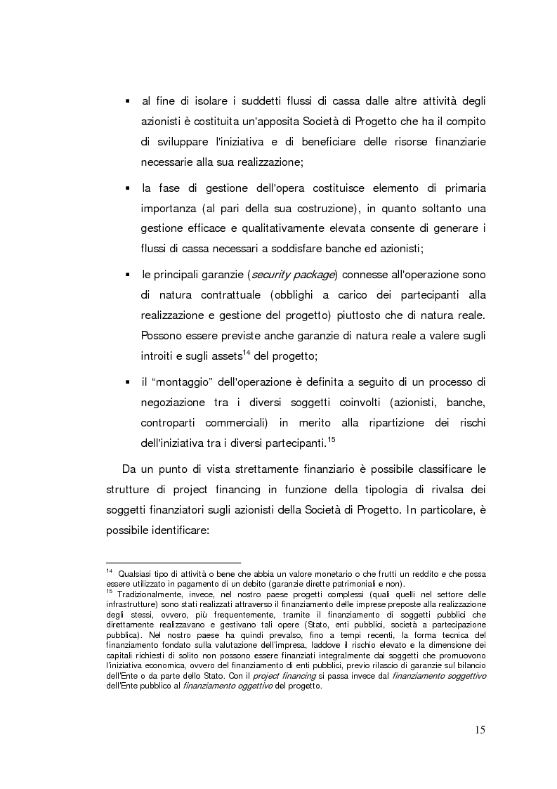Anteprima della tesi: Il project financing: strumento innovativo per il sistema bancario, Pagina 15
