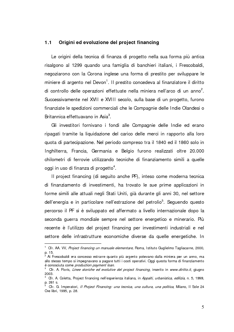 Anteprima della tesi: Il project financing: strumento innovativo per il sistema bancario, Pagina 5