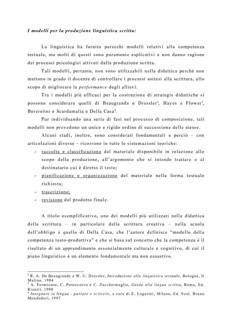 Anteprima della tesi: La produzione scritta: una proposta per la didattica della scrittura creativa nella scuola dell’obbligo, Pagina 3