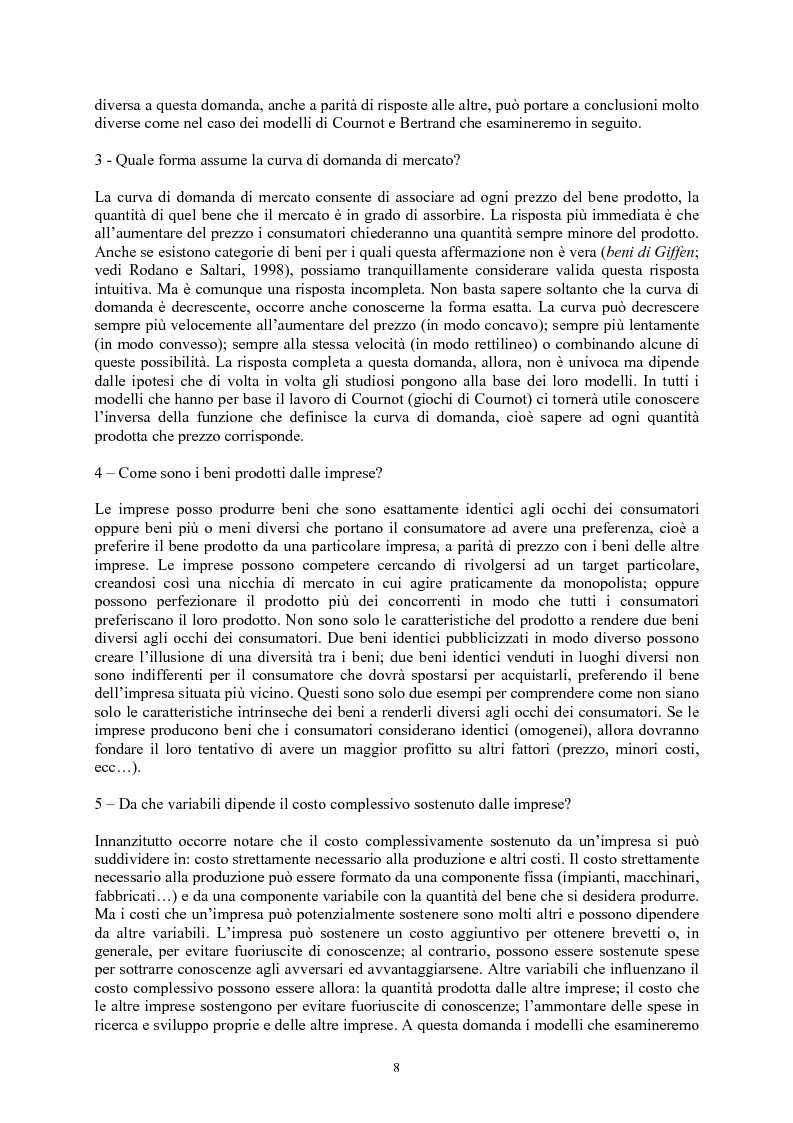 Anteprima della tesi: Modelli di oligopolio con ricerca e sviluppo e effetti di spillover, Pagina 6