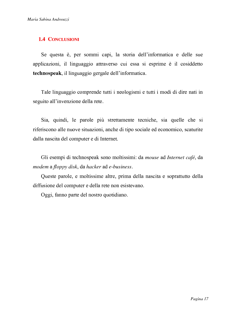 Anteprima della tesi: Technospeak: le nuove terminologie relative al mondo dell'informatica., Pagina 15