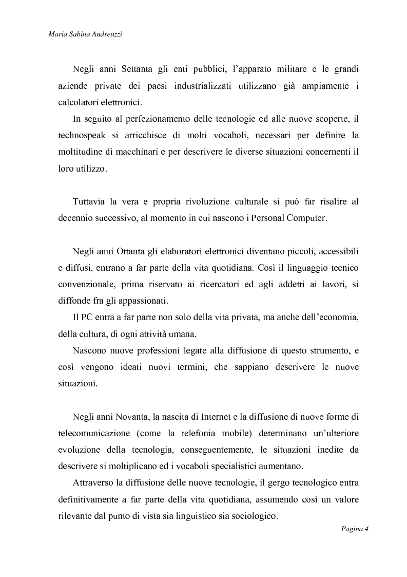 Anteprima della tesi: Technospeak: le nuove terminologie relative al mondo dell'informatica., Pagina 2