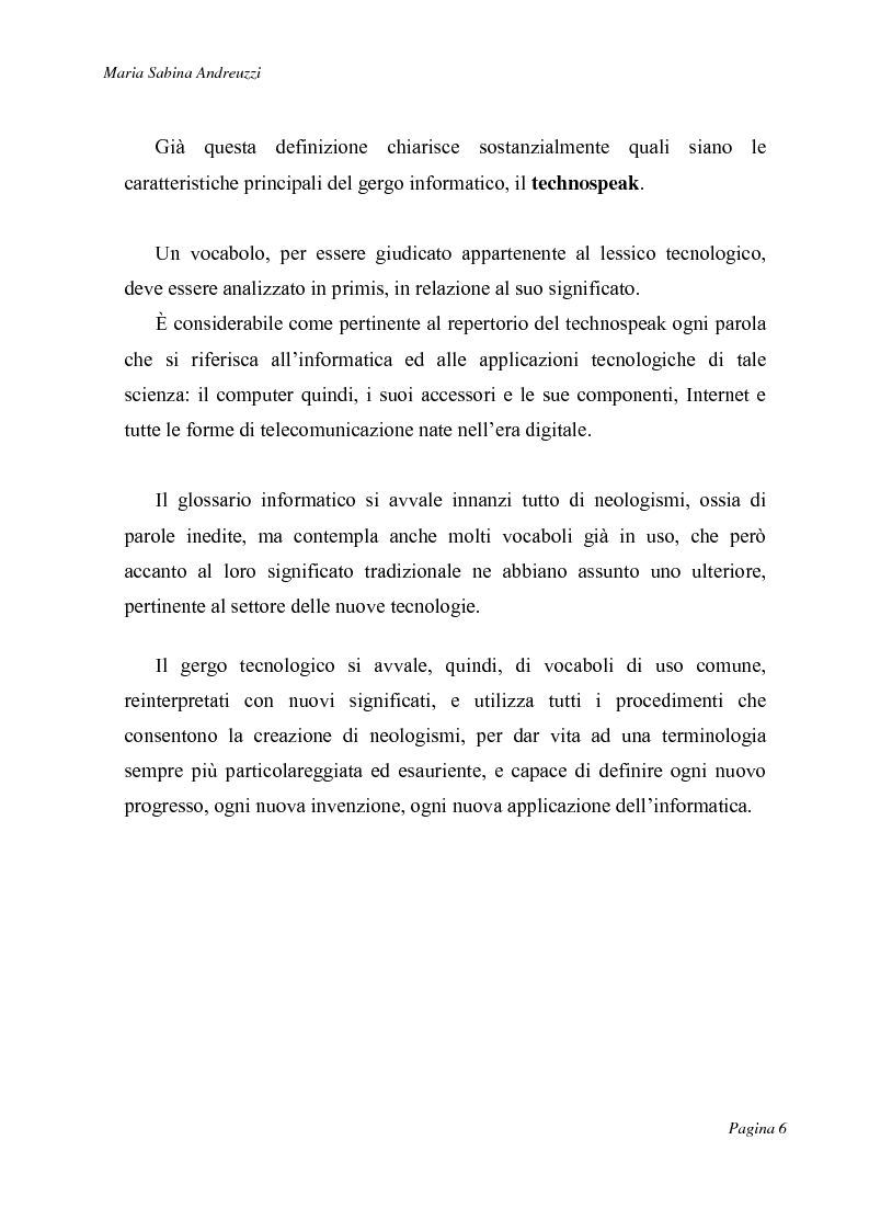 Anteprima della tesi: Technospeak: le nuove terminologie relative al mondo dell'informatica., Pagina 4