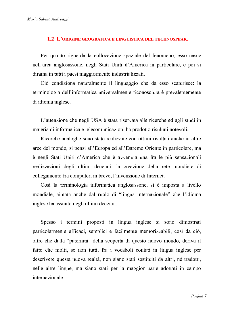 Anteprima della tesi: Technospeak: le nuove terminologie relative al mondo dell'informatica., Pagina 5