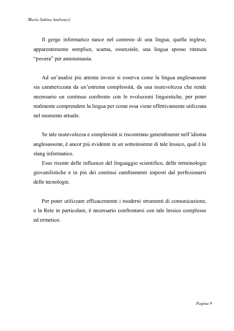 Anteprima della tesi: Technospeak: le nuove terminologie relative al mondo dell'informatica., Pagina 7