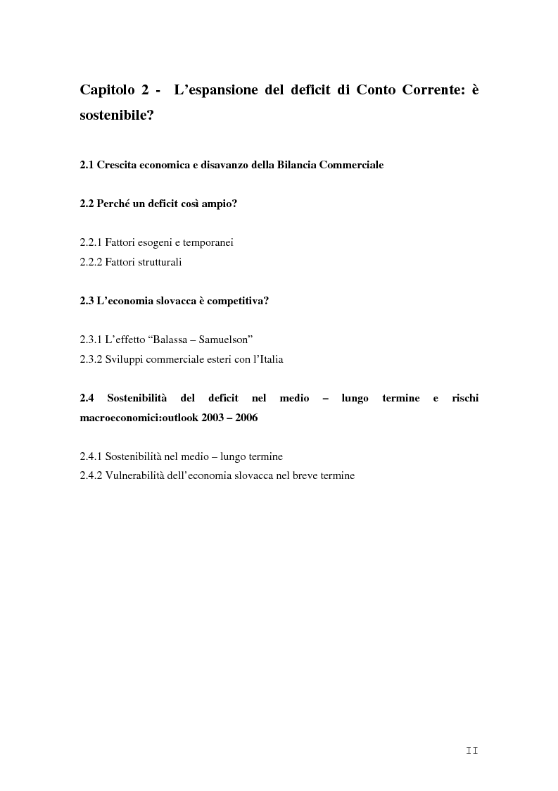 Indice della tesi: La Rep. Slovacca verso l'Unione Europea: analisi del processo di transizione, Pagina 2