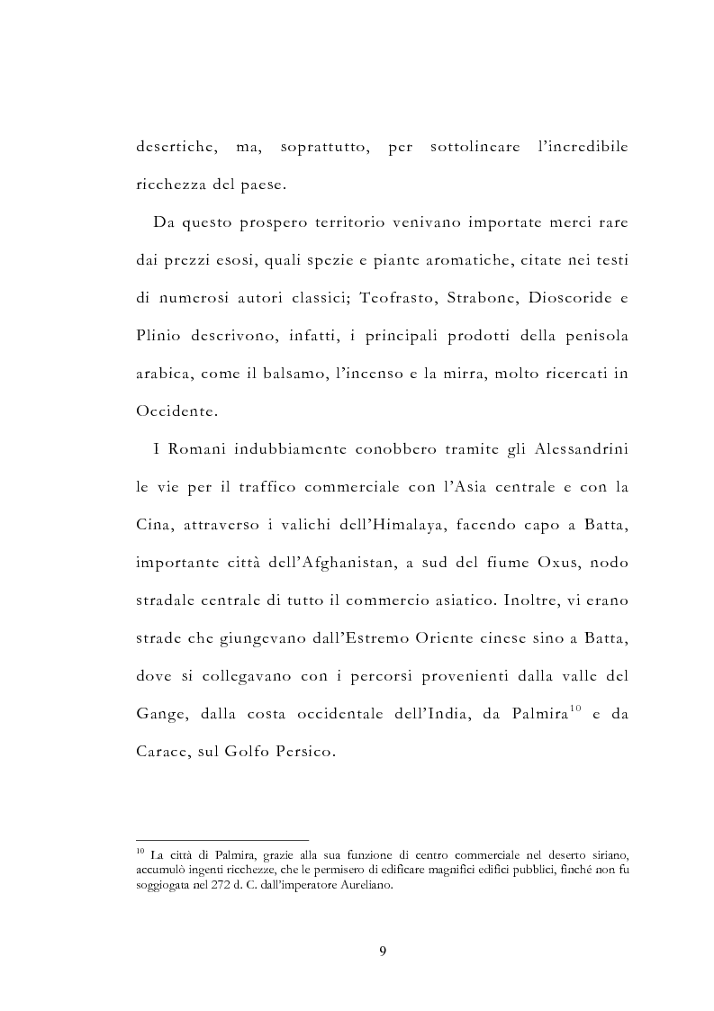 Anteprima della tesi: Le vie delle merci ed i percorsi dell'arte tra l'India e il Meridione d'Italia dall'Antichità al Medioevo. Studio mirato sul gioiello., Pagina 14