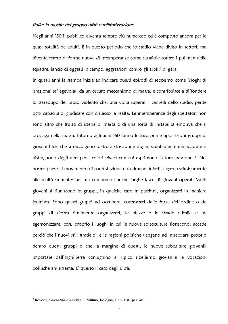 Anteprima della tesi: La violenza negli stadi: aspetti psicosociali e preventivi, Pagina 13