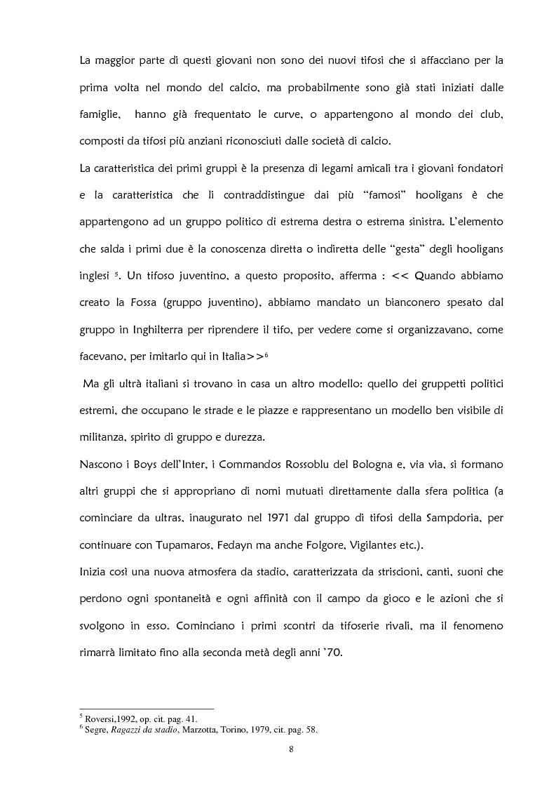 Anteprima della tesi: La violenza negli stadi: aspetti psicosociali e preventivi, Pagina 14