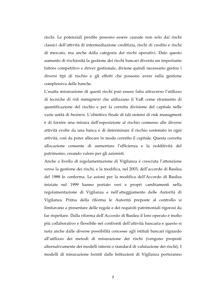 Anteprima della tesi: Tecniche per la misurazione del Rischio negli istituti Finanziari: il caso della BNL, Pagina 2
