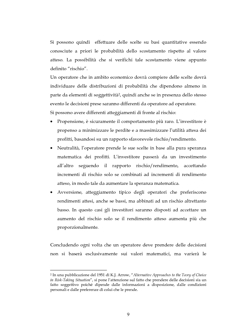 Anteprima della tesi: Tecniche per la misurazione del Rischio negli istituti Finanziari: il caso della BNL, Pagina 6