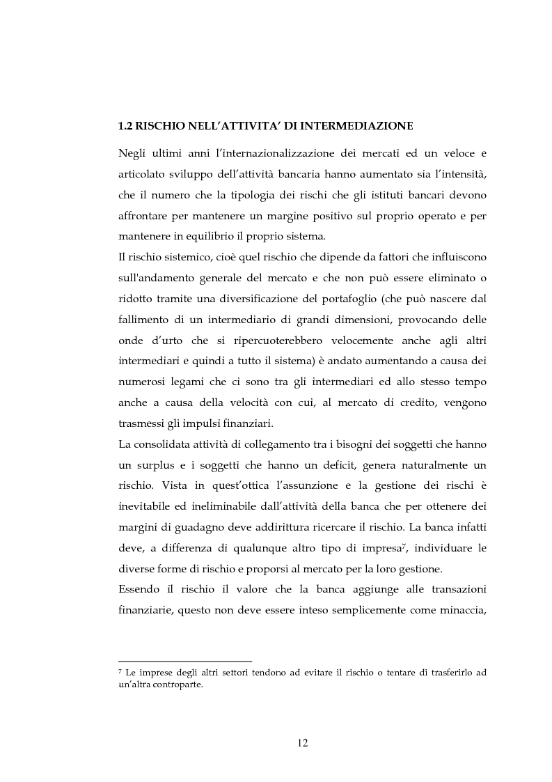 Anteprima della tesi: Tecniche per la misurazione del Rischio negli istituti Finanziari: il caso della BNL, Pagina 9