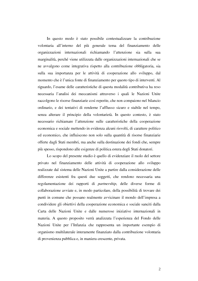 Anteprima della tesi: Il finanziamento dell'Unicef: il ruolo del settore privato, Pagina 2