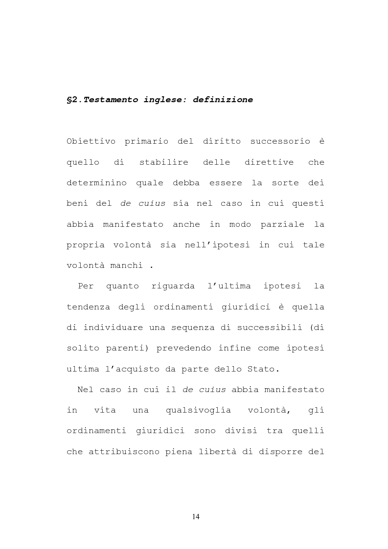 Anteprima della tesi: Il testamento inglese: il personal representative, Pagina 14