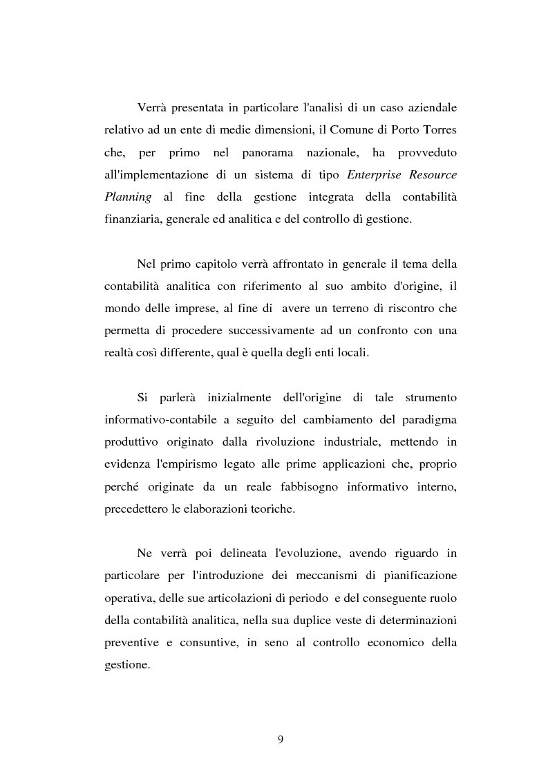 Anteprima della tesi: Il cost accounting come strumento di controllo direzionale negli enti locali. Il caso del Comune di Porto Torres, Pagina 2