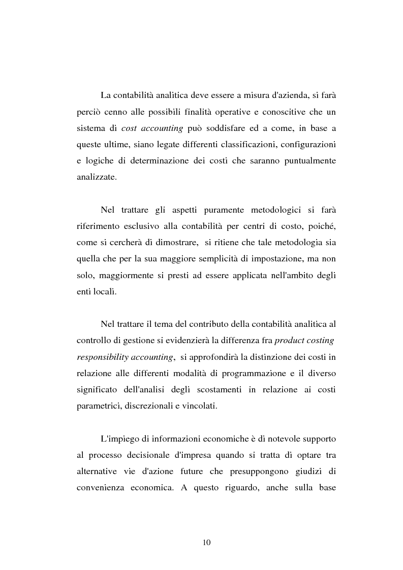 Anteprima della tesi: Il cost accounting come strumento di controllo direzionale negli enti locali. Il caso del Comune di Porto Torres, Pagina 3