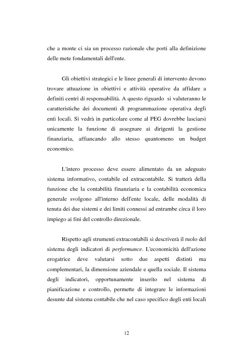 Anteprima della tesi: Il cost accounting come strumento di controllo direzionale negli enti locali. Il caso del Comune di Porto Torres, Pagina 5