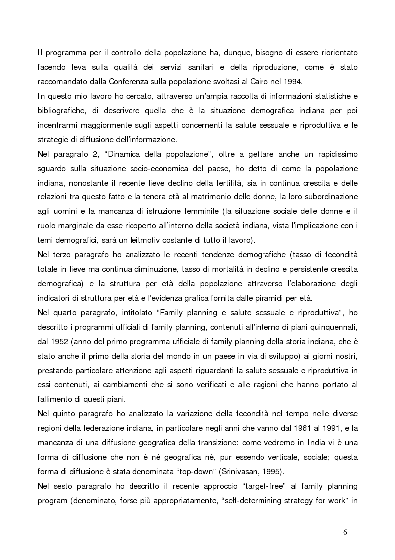 Anteprima della tesi: La questione demografica indiana: salute sessuale e riproduttiva e strategie di diffusione dell'informazione, Pagina 2